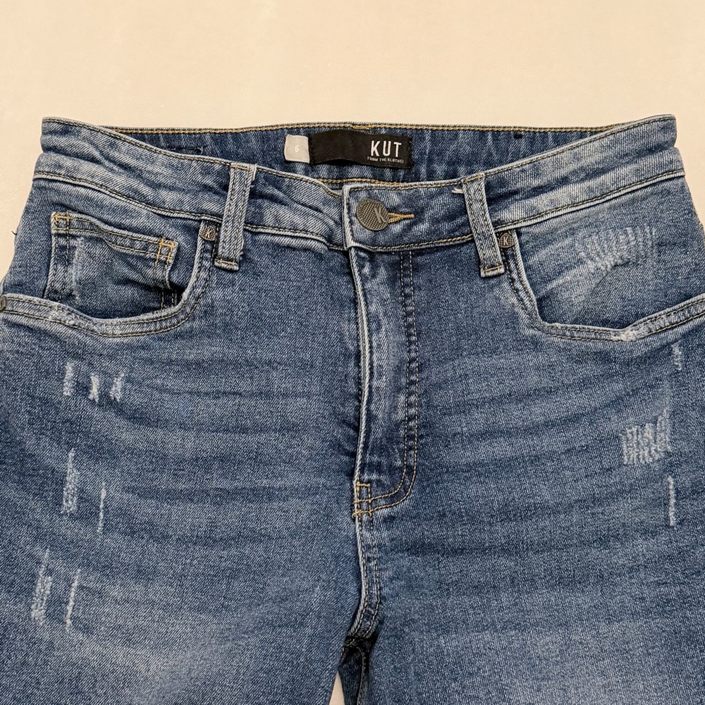 KUT from the Kloth Rachael High Rise Mom Jeans Distressed Crop | Size 6 | NWOT - Picture 3 of 10